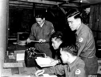 SC 180023 - Japanese Americans in Army train to avenge Pearl Harbor: photo