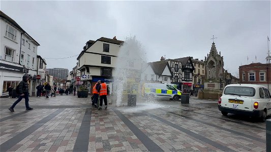 New Water Feature for Maidstone. A 20 foot fountain. Installed in the High Street.