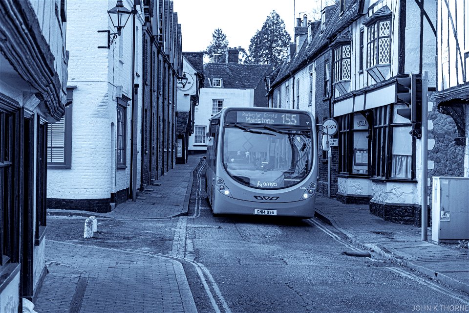 Wide Bus Narrow Street Aylesford Village Kent