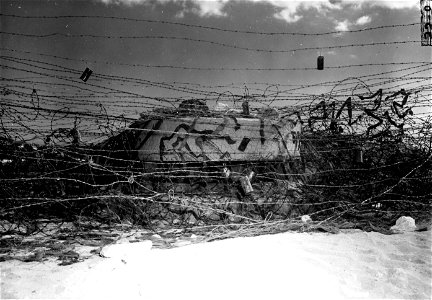SC 151558 - Pill box in barb wire. Hawaii. 25th Division Day.