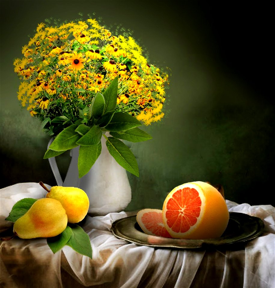 Flowers and fruits photo