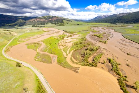 Yellowstone flood event 2022: Confluence of Soda Butte Creek and Lamar River photo