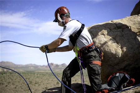 Joshua Tree Search and Rescue team members training technical rescue photo