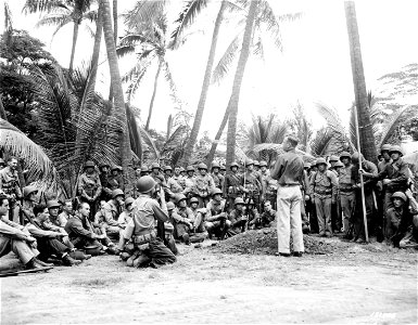 SC 151506 - A soldier is shown discussing the operational method to be used by the Air Support Command during the problems in Hawaii. photo