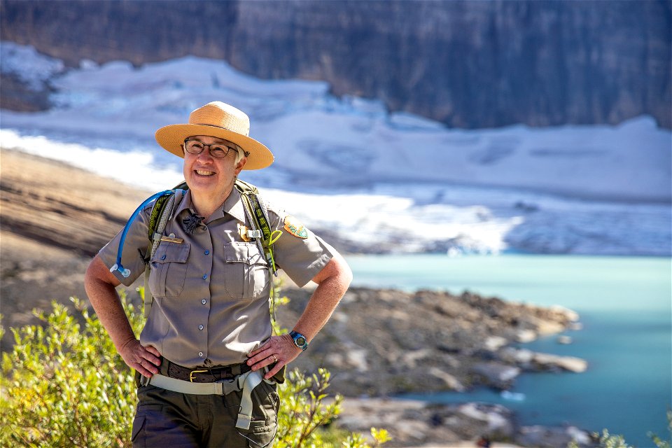 Ranger Diane at Grinnell Glacier photo