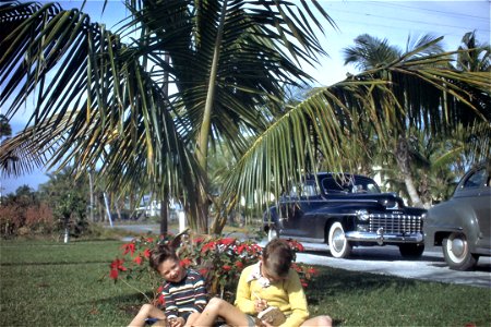 Untitled 1940s kodachrome slide. A late 1940s Dodge in the background. No other info unfortunately. photo