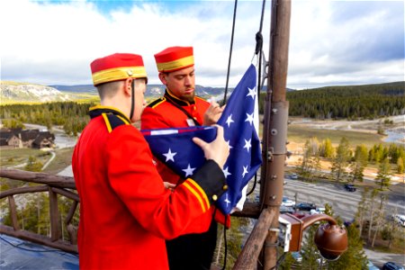 Yellowstone National Park Lodges 150 Years of Inspiration Event: raising the US flag