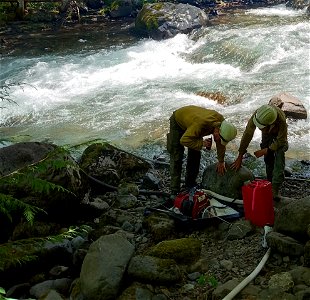 20230609 - Iron Creek Fire Pumps at River- Prevost, USDA Forest Service photo