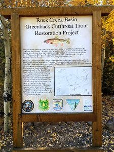 Rock Creek Basin Greenback Cutthroat Trout Restoration Sign
