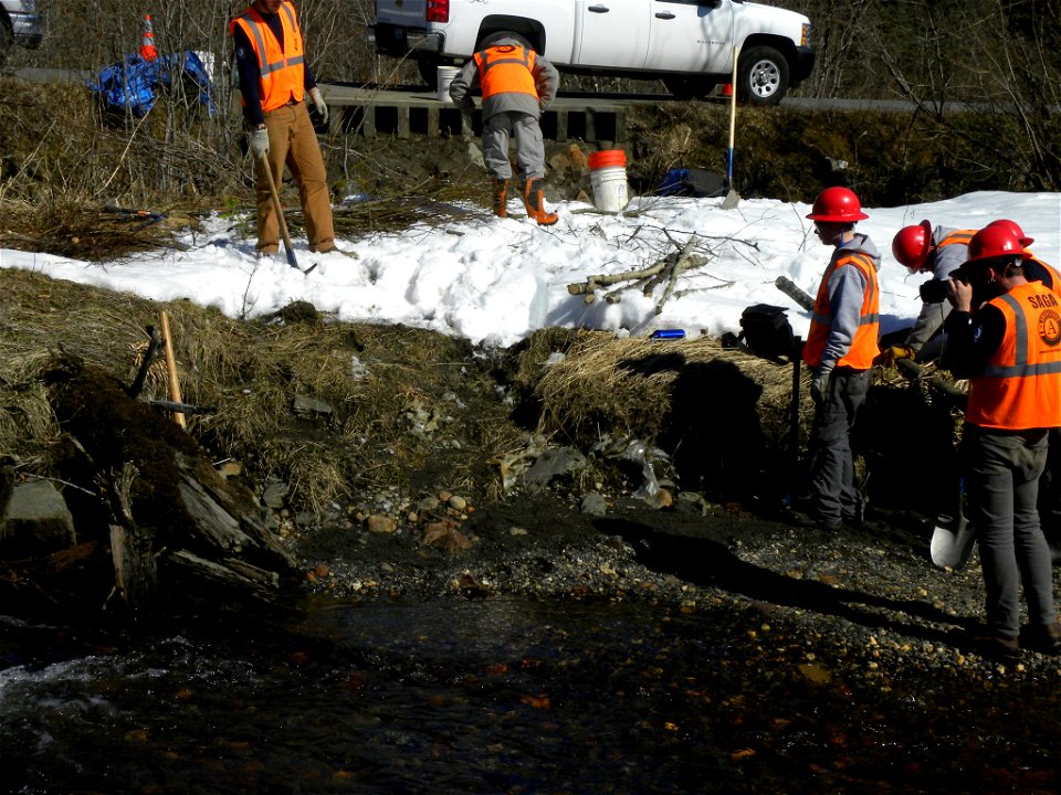 Toe-wood sod-mat bank restoration demonstration project (before) - Montana Creek, Juneau