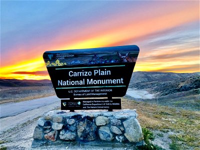 Carrizo Plain NM Sunset sign photo