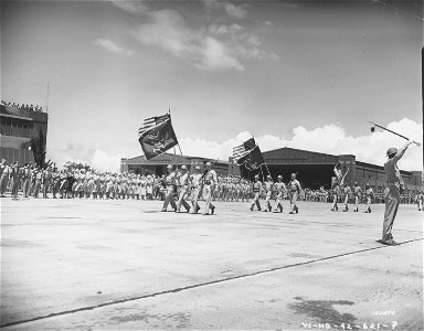SC 151470 - Presentation of awards for valor in the Battle of Midway. Presentation was at Hickam Field. photo