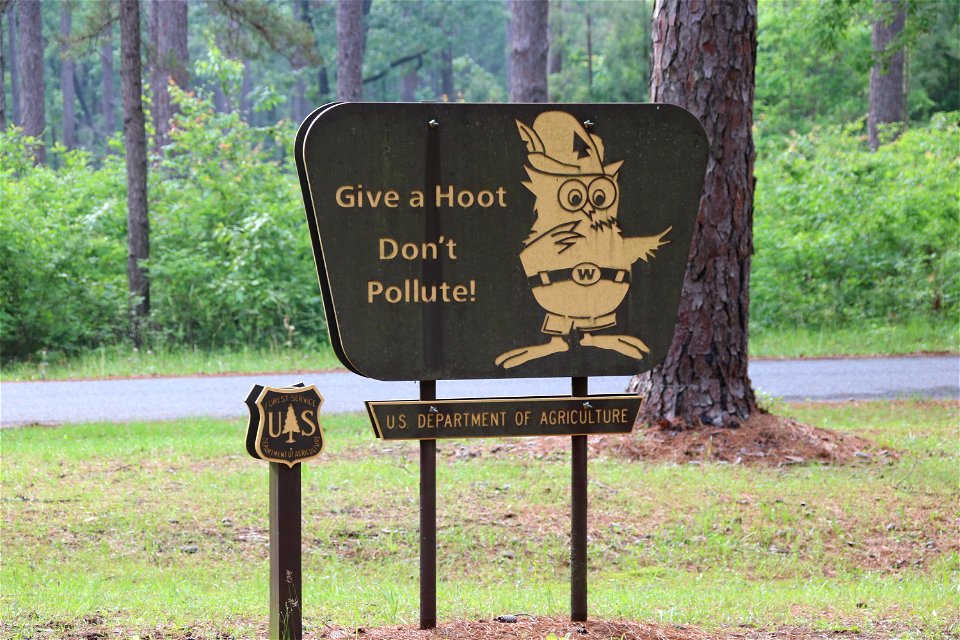 Woodsy Owl sign on Catahoula Ranger District, Kisatchie National Forest