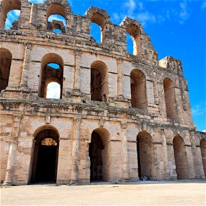 Closeup outside Amphitheatre of El Jem Tunisia