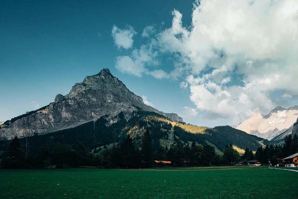 Mountain Peak & Green Grass