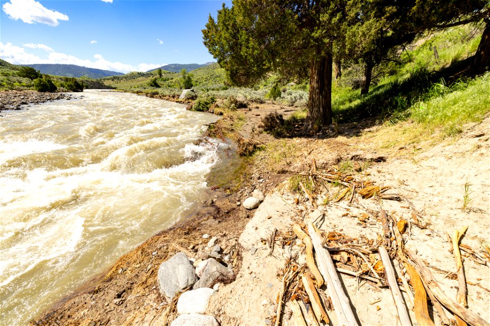 Yellowstone flood event 2022: Boiling River trail flooded