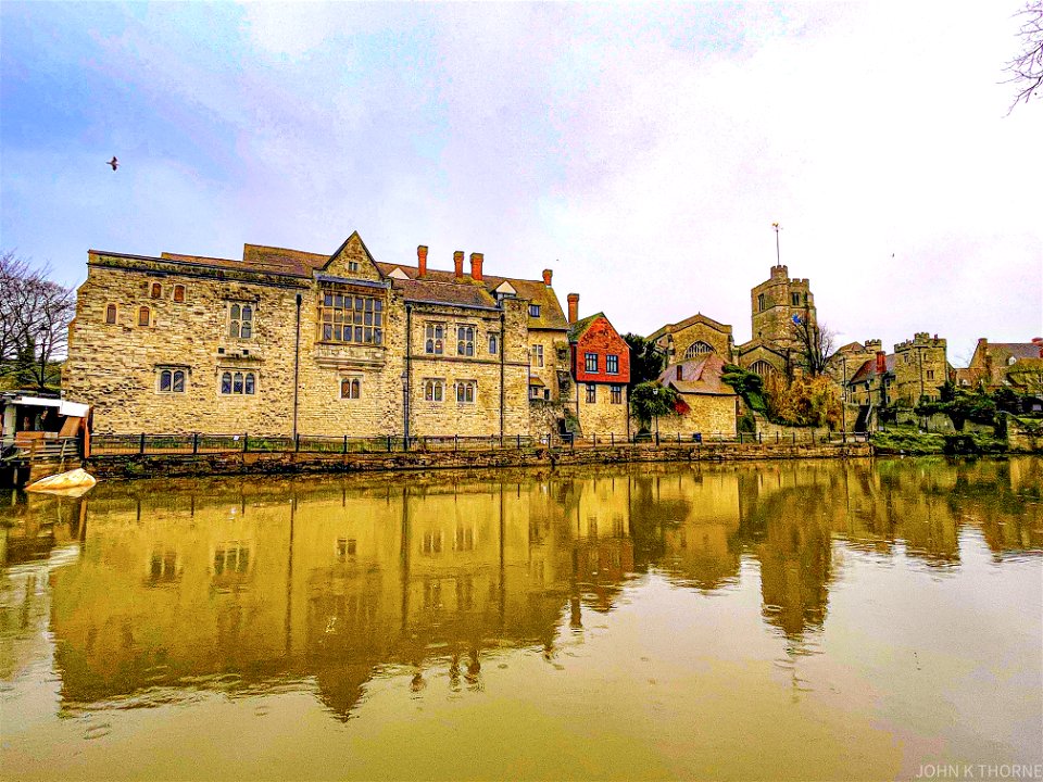 Maidstone Archbishops Palace & All Saints Church Reflections in the River Medway