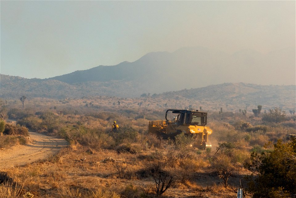 Dozer and Firefighter on the Elk Fire