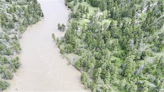 Yellowstone flood event 2022: Lower Blacktail Patrol Cabin washed away photo