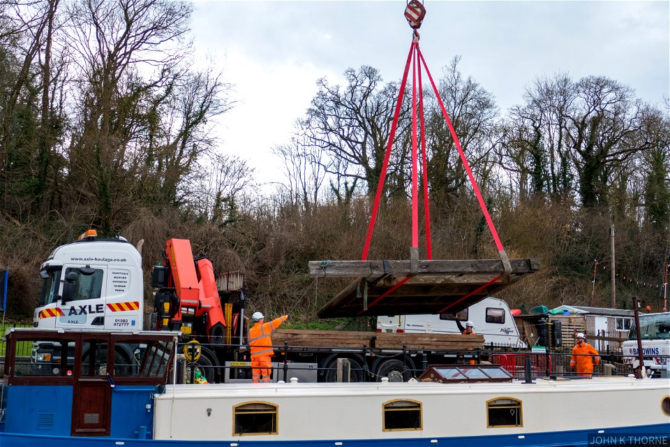 Removing the Lock Gates at Allington Lock River Medway.