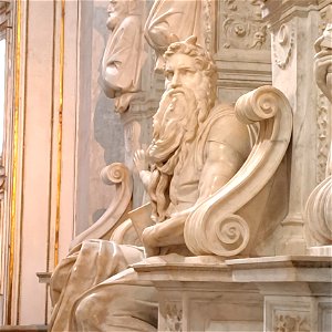 Side View of Michelangelo's Moses Statue Basilica di San Pietro in Vincoli Rome Italy