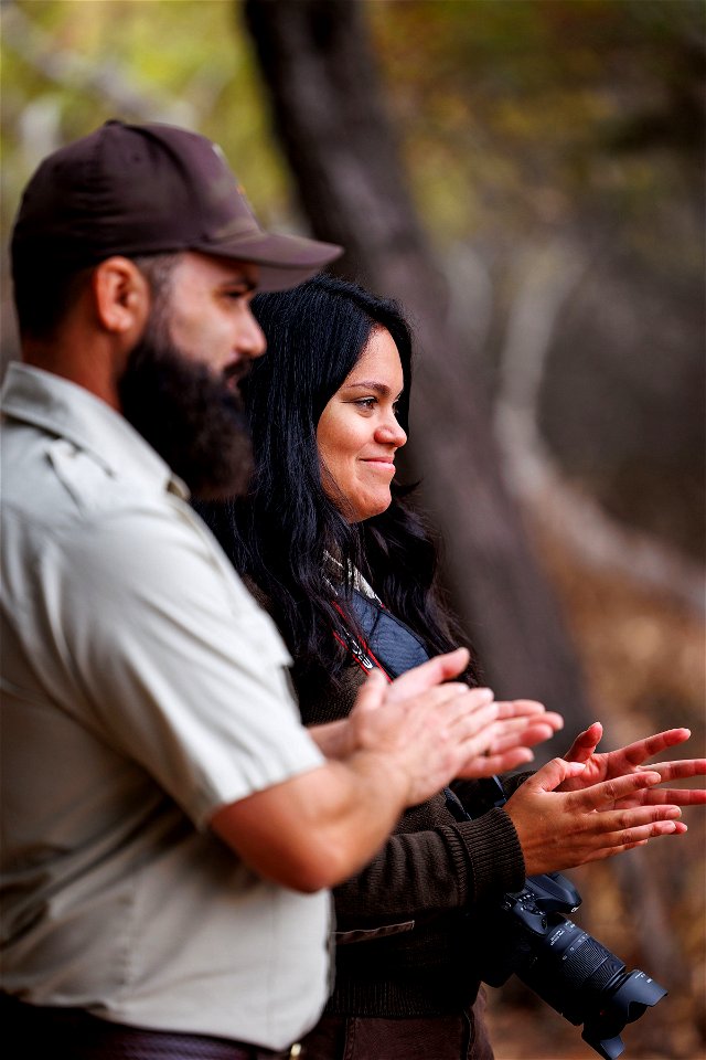 Refuge staff react to opening ceremony speeches