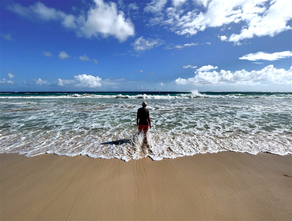 Me wading into the surf