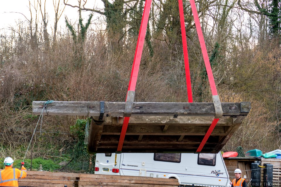 Removing the Lock Gates at Allington Lock River Medway.