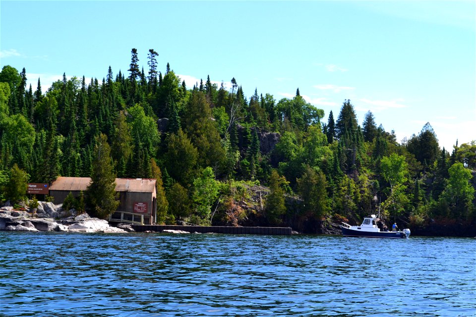 Tribal boat approaching Huron National Wildlife Refuge