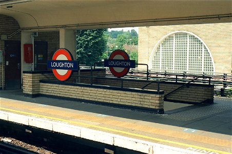 Loughton station signs and stairway to platform