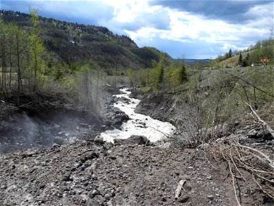 20230515_Ground view looking downstream at Spirit Lake tunnel area_USGS_K Spicer_DSCN1954