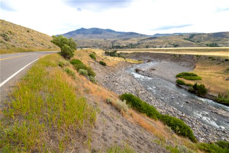 Yellowstone flood event 2022: Cutbank along North Entrance Road near the North Entrance