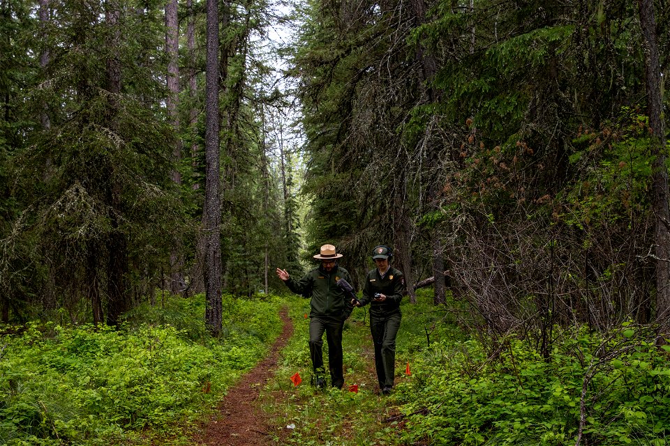 Rangers recording for Glacier's podcast, "Headwaters"
