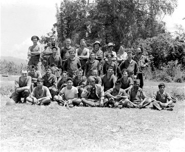 Members of 5307 Composite Unit and local Kachin tribesmen in a group photo of all the nationalities represented in the unit.