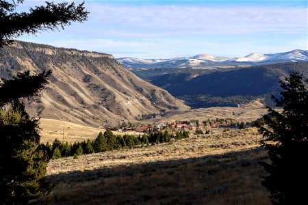View of Mammoth Hot Springs from the Beaver Ponds Loop Trail photo