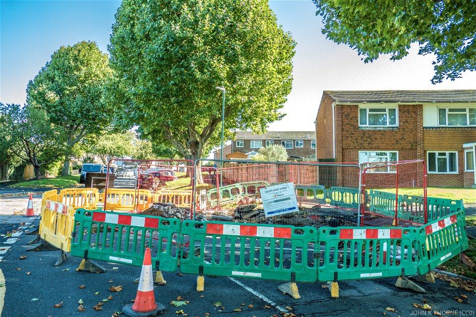 Sink Hole Hildenborough Crescent Allington Maidstone. Hole goes under the road.
