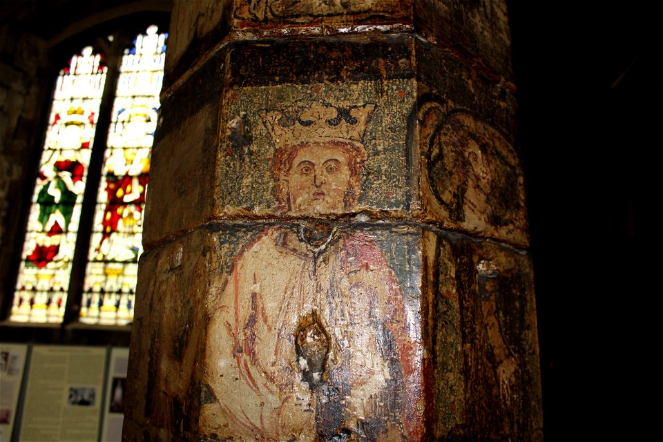 One of the greatest treasures in the church is the painted column featuring ten events in the life of our Lord.  Dating from circa 1306, the column is one of only a few to survive in Britain.