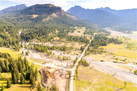 Yellowstone flood event 2022: Confluence of Pebble Creek and Soda Butte Creek (September 1) photo