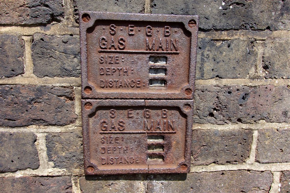 Old Gas Main Signs on Railway Bridge Maidstone