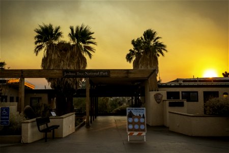 Oasis Visitor Center at sunset