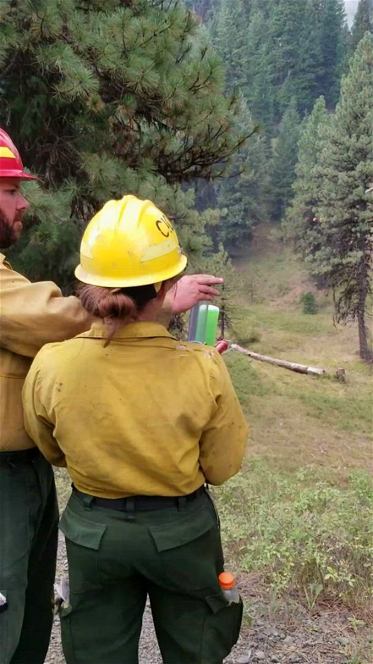 Fire fighters shoot spherical incendiary devices to ignite a section of the Canyon 66 Prescribed fire photo