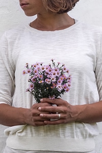 Woman Holding Flower Bouquet photo