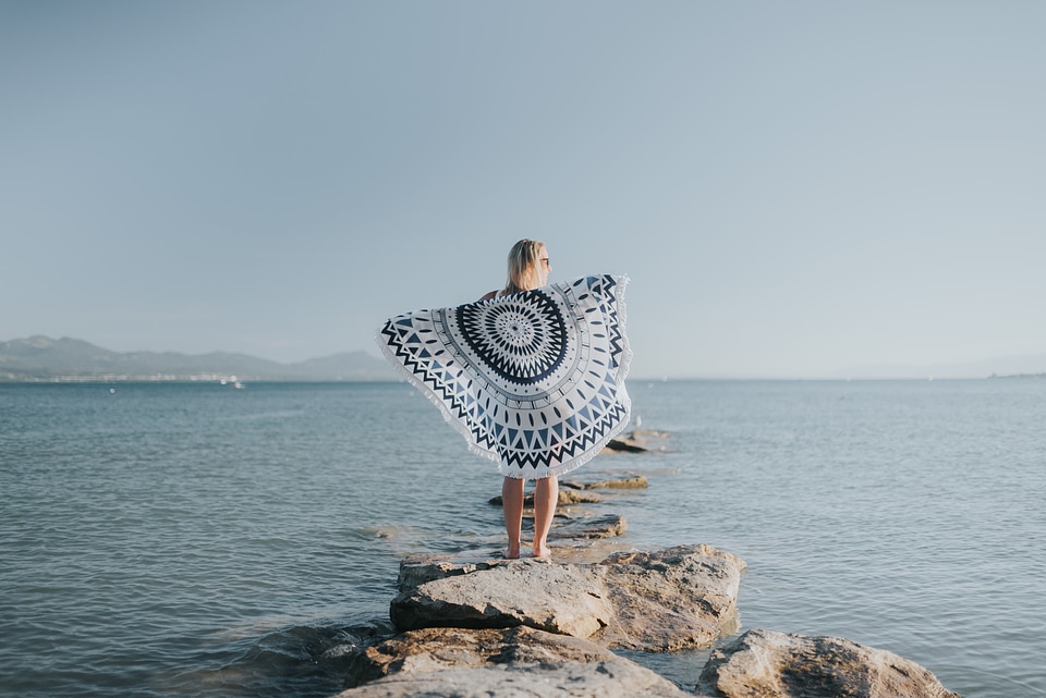 Woman Enjoying View at the Beach