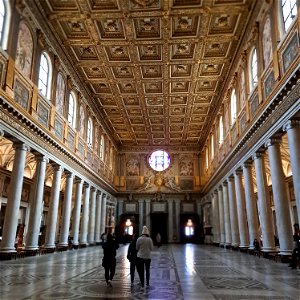 Looking out at Door of the old church St. Mary Major Rome Italy
