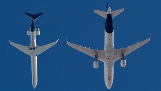 Mitsubishi CRJ-900LR D-ACNN Lufthansa (Operated by Lufthansa CityLine) from Basel (14200 ft.) & Airbus A320-214 D-AIWD Lufthansa from Porto (11700 ft.) photo