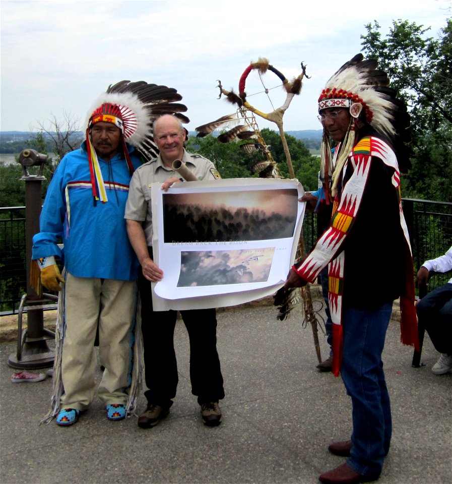 Chief Gus Loonskin from the Little Red River Cree First Nation in Canada and Chief Arvol Looking Horse with Refuge Manager Charlie Blair photo