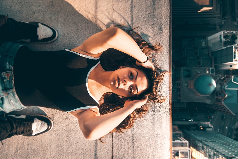 Woman on City Roof