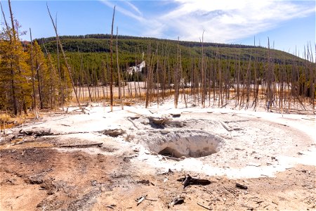 Cistern Spring drained after a Steamboat Geyser eruption photo