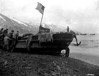 SC 171525 - First American flag to fly over Attu, Aleutians. photo