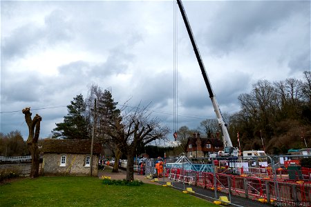 Removing the Lock Gates at Allington Lock River Medway. photo